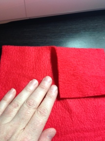 Using your 5 remaining pieces of inner fleece, you will now construct the body of the inside of the cube. Start by matching 2 pieces corner to corner and edge to edge, right sides together.